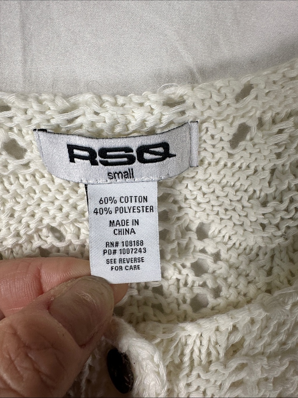 RSQ Cream Crochet Button-Front Tank - Picture 2 of 4